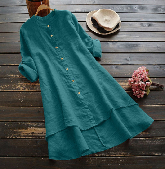 Casual Loose Linen Shirt Dress - plus Size Long Shirt Dress Women's