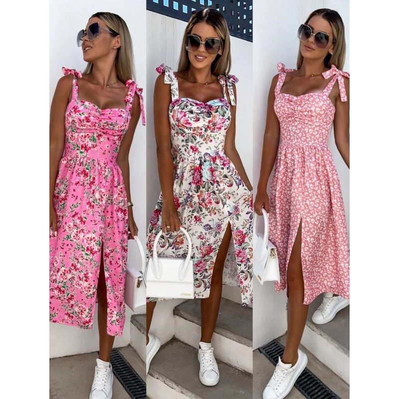 French Vintage Floral Midi Dress - Women Summer Dress Sexy Floral Print