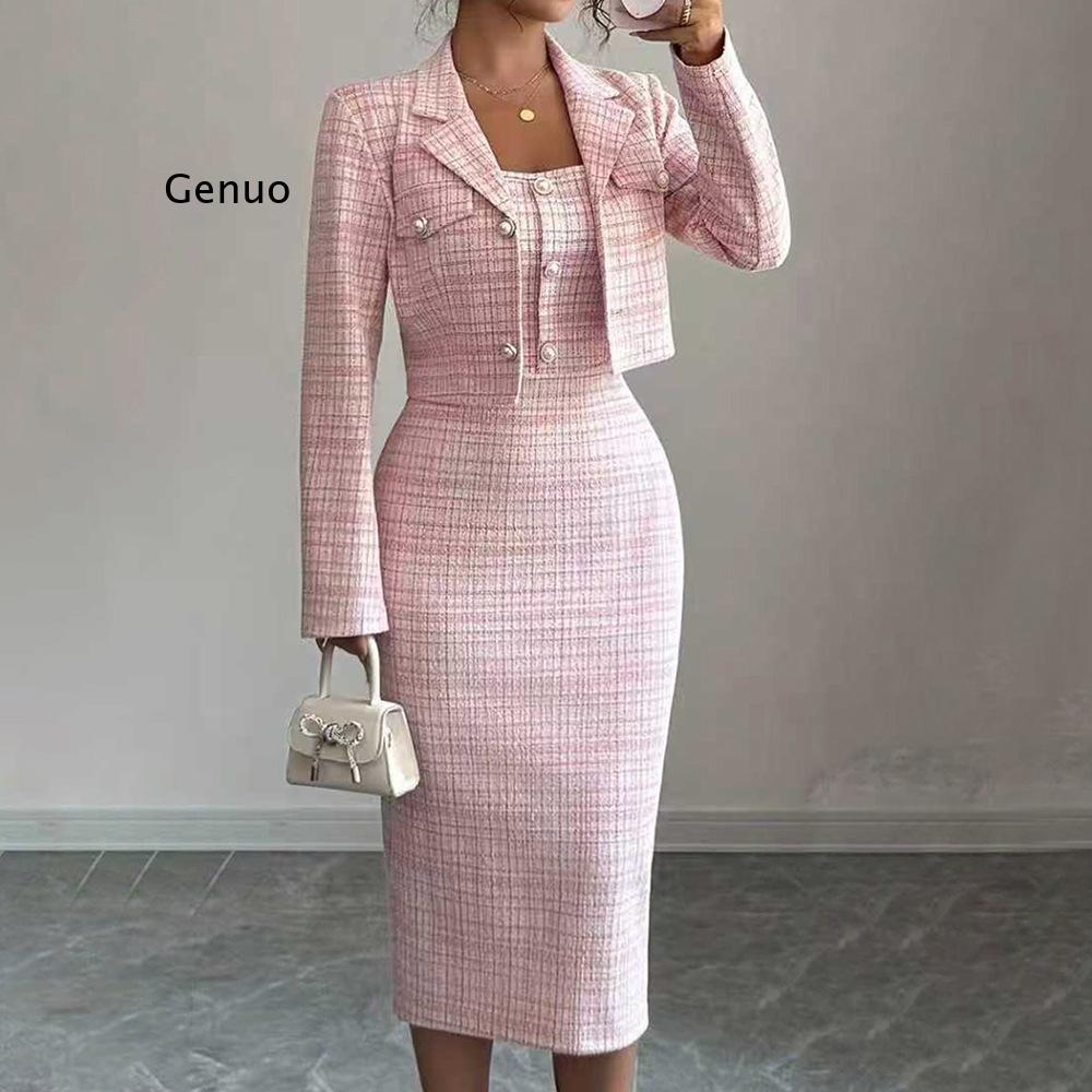 Tweed Two Piece Blazer Dress - 2026 New Women Elegant Tweed Two