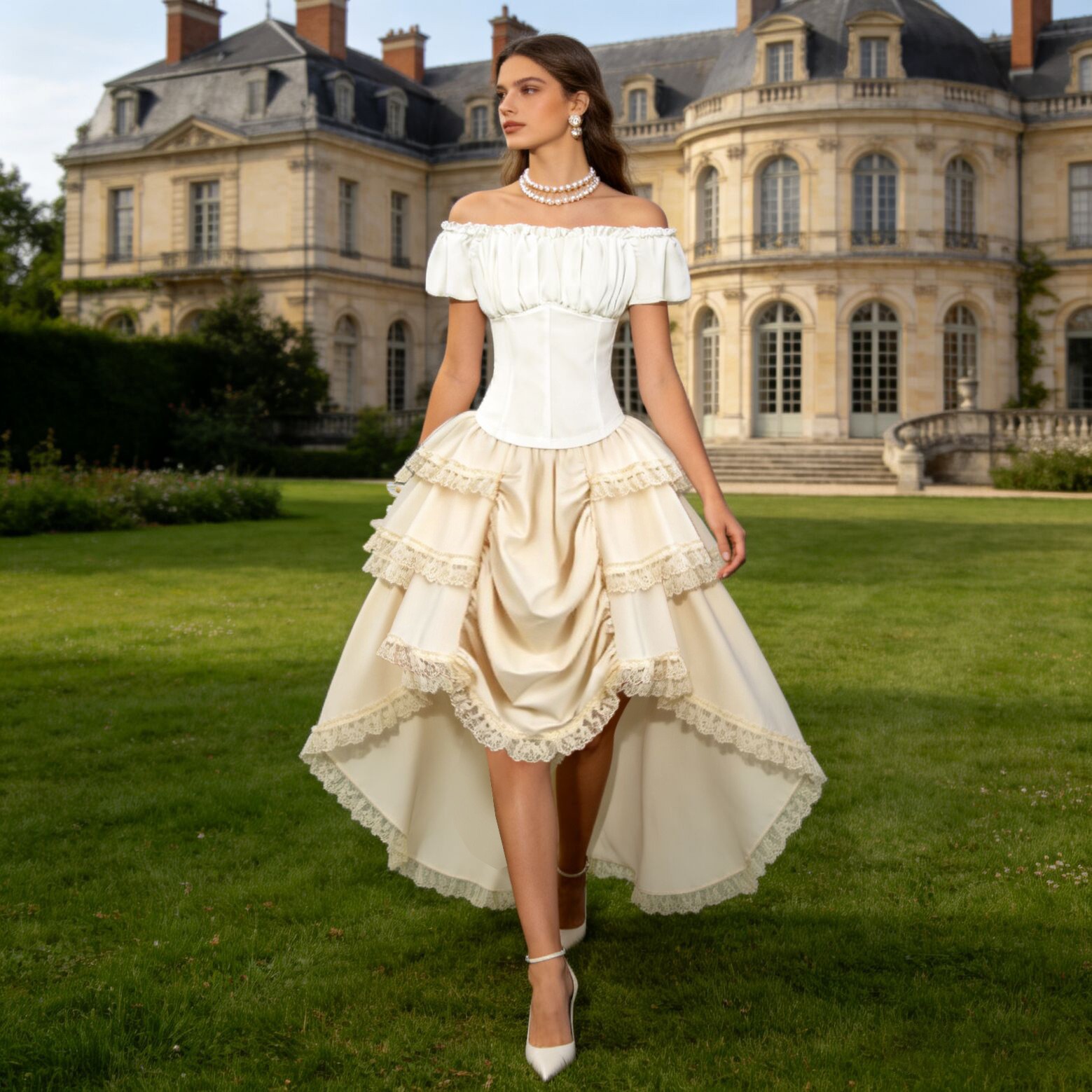 Skirts - Renaissance Asymmetrical Hem Skirt Elegant with