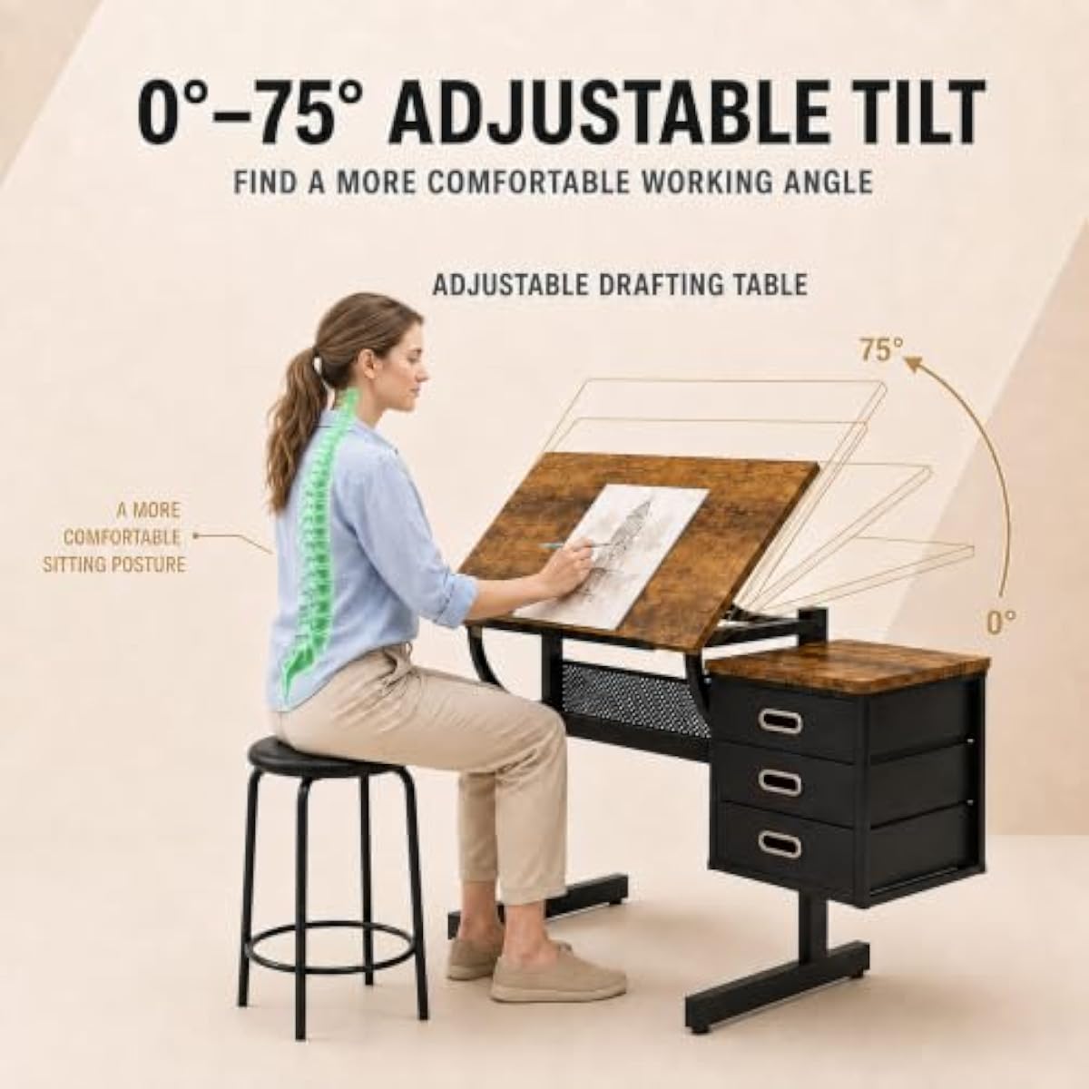 Adjustable Drafting Desk with  - Tops review and price