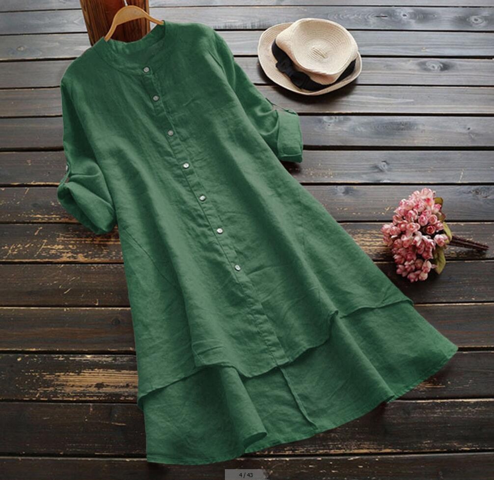 plus Size Long Shirt Dress Wom - Casual Loose Linen Shirt Dress review and price