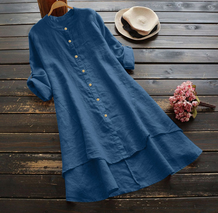 plus Size Long Shirt Dress Wom - Casual Loose Linen Shirt Dress review and price