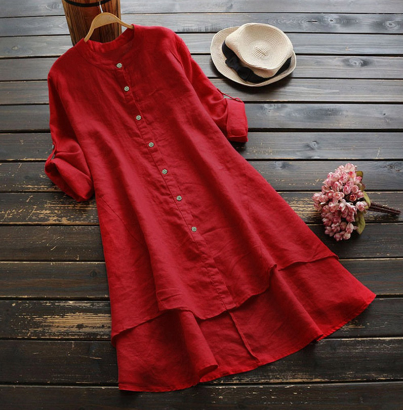 plus Size Long Shirt Dress Wom - Casual Loose Linen Shirt Dress review and price