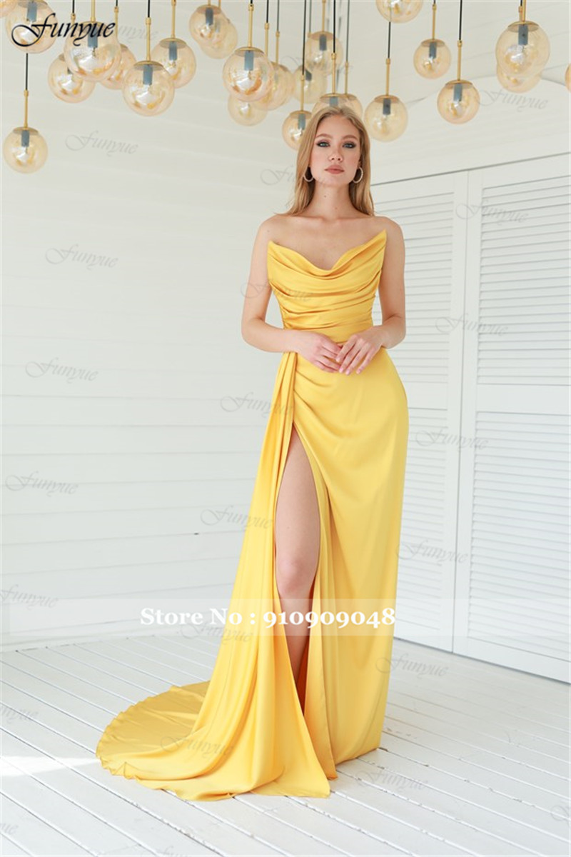 Elegant Off Shoulder Evening D - Elegant Satin Evening Gown Split review and price