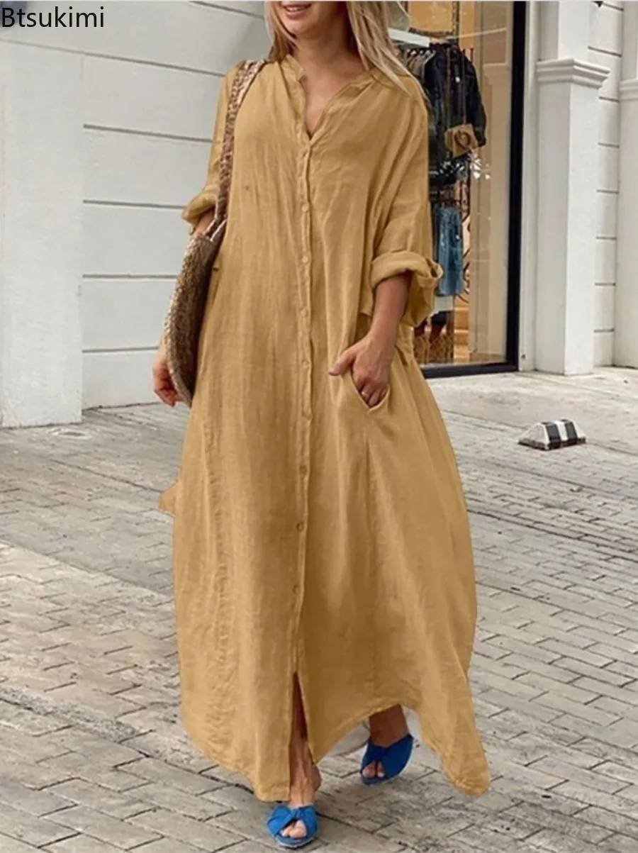 2026 Women's Casual Cotton Lin - Casual Loose Linen Shirt Dress review and price