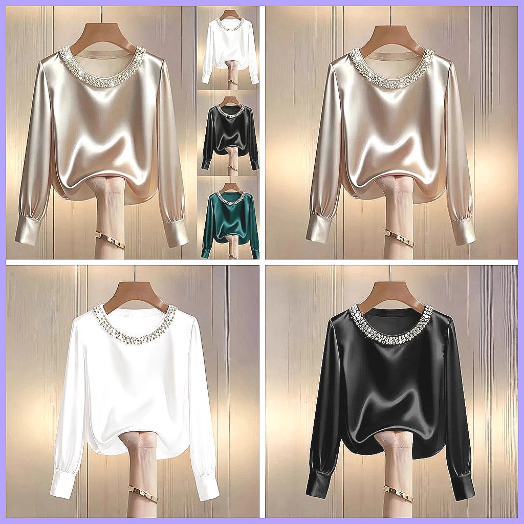 Elegant Beaded Satin Blouse fo - Blouses review and price