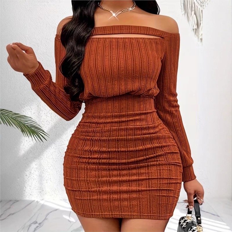 Women's Fashion Dress Spring A - Bodycon Long Sleeve Ribbed Dress review and price