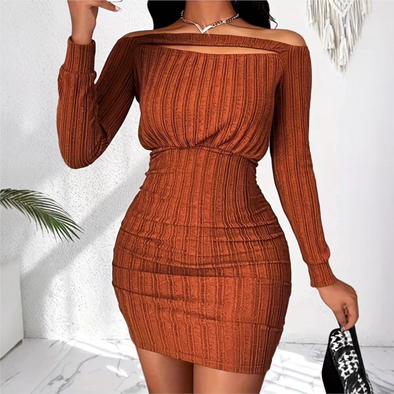 Women's Fashion Dress Spring A - Bodycon Long Sleeve Ribbed Dress review and price