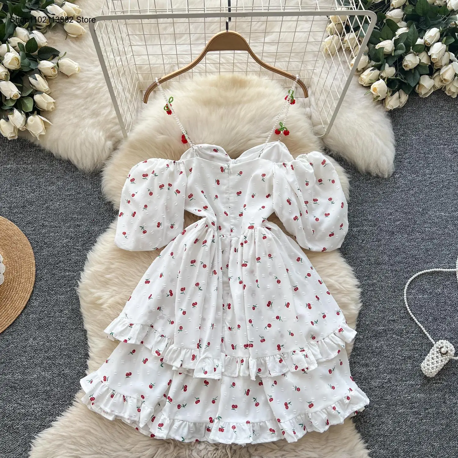 Puff Sleeves Off Shoulder Prin - Off Shoulder Puff Sleeve Sundress review and price