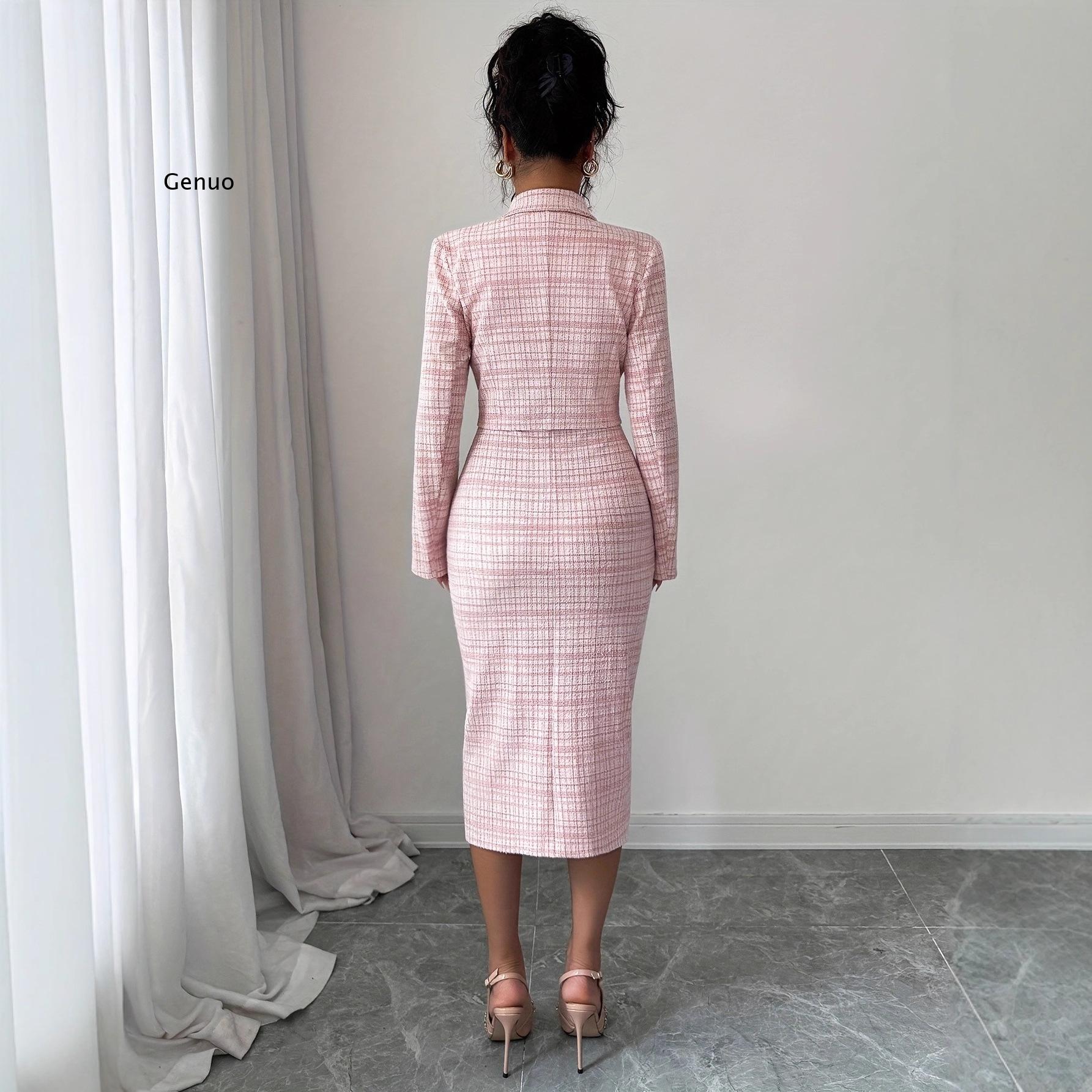 2026 New Women Elegant Tweed T - Tweed Two Piece Blazer Dress review and price
