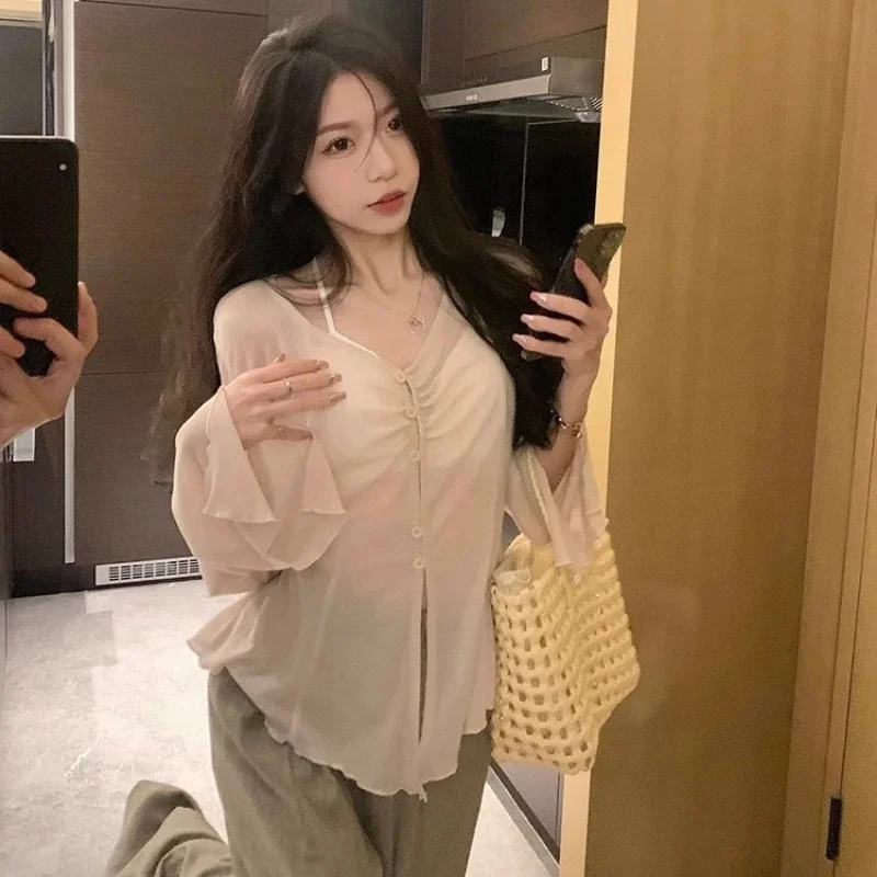 Sheer Flare Sleeve Blouse - Y2 - Blouses review and price