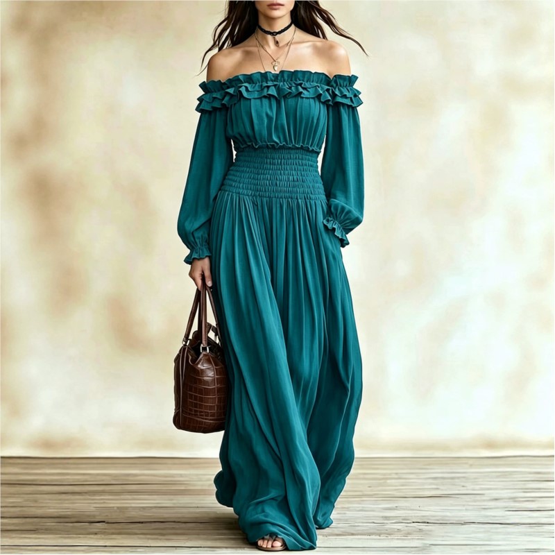 Off Shoulder Fashion Maxi Dres - Off Shoulder Puff Sleeve Sundress review and price