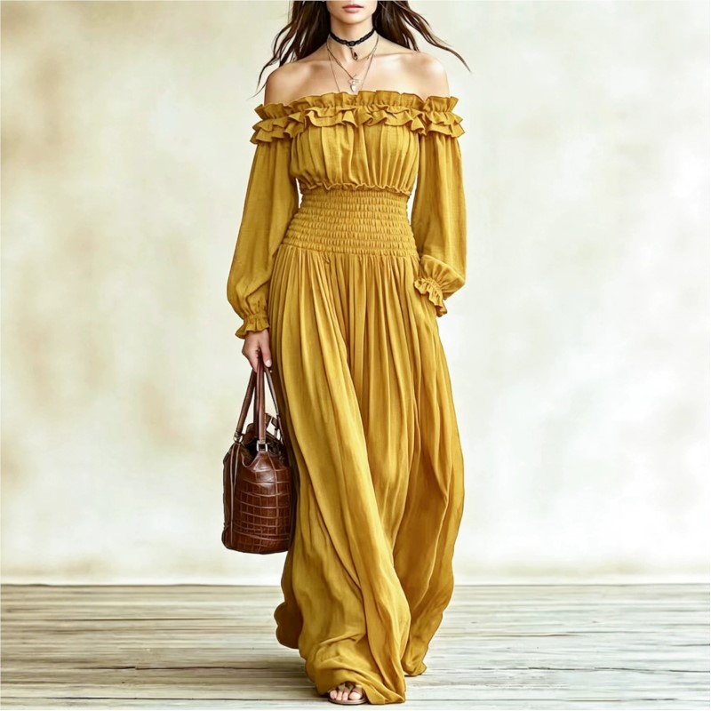 Off Shoulder Fashion Maxi Dres - Off Shoulder Puff Sleeve Sundress review and price
