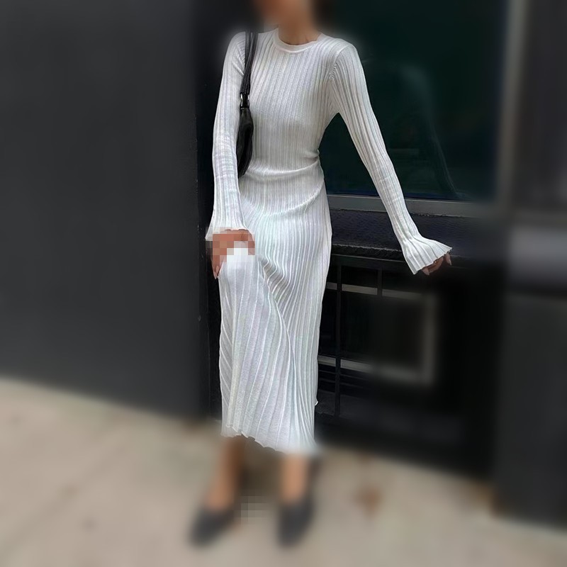 Woman's Autumn V-Neck Knit Ski - Bodycon Long Sleeve Ribbed Dress review and price