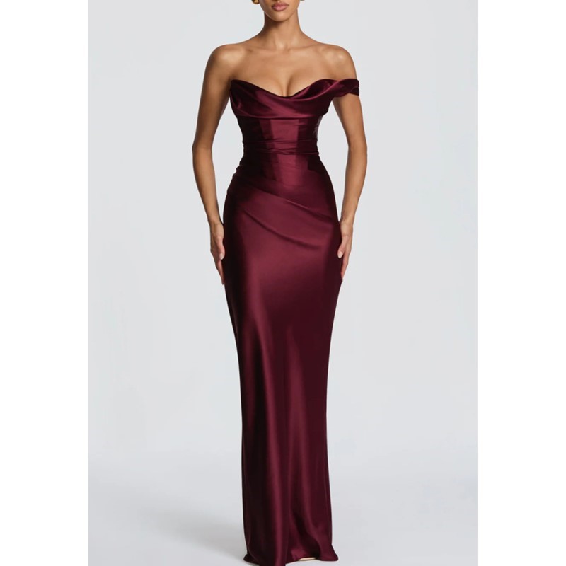 Sexy Slim Satin Dress Elegant  - Elegant Satin Evening Gown Split review and price
