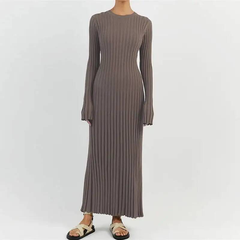 Women Elegant Ribbed Knit Full - Bodycon Long Sleeve Ribbed Dress review and price