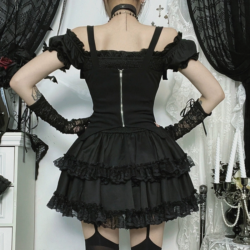 Goth Dark E-girl Kawaii Lace S - Y2K Backless Halter Mini Dress review and price